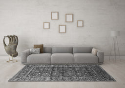 Machine Washable Oriental Gray Industrial Rug in a Living Room,, wshurb1976gry