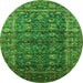 Round Oriental Green Industrial Rug, urb1976grn