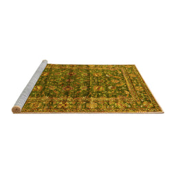 Sideview of Machine Washable Oriental Yellow Industrial Rug, wshurb1976yw