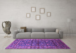 Machine Washable Oriental Purple Industrial Area Rugs in a Living Room, wshurb1976pur