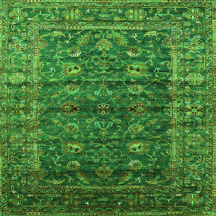 Square Machine Washable Oriental Green Industrial Area Rugs, wshurb1976grn