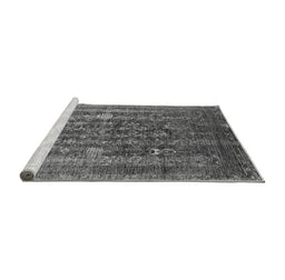 Sideview of Machine Washable Oriental Gray Industrial Rug, wshurb1977gry