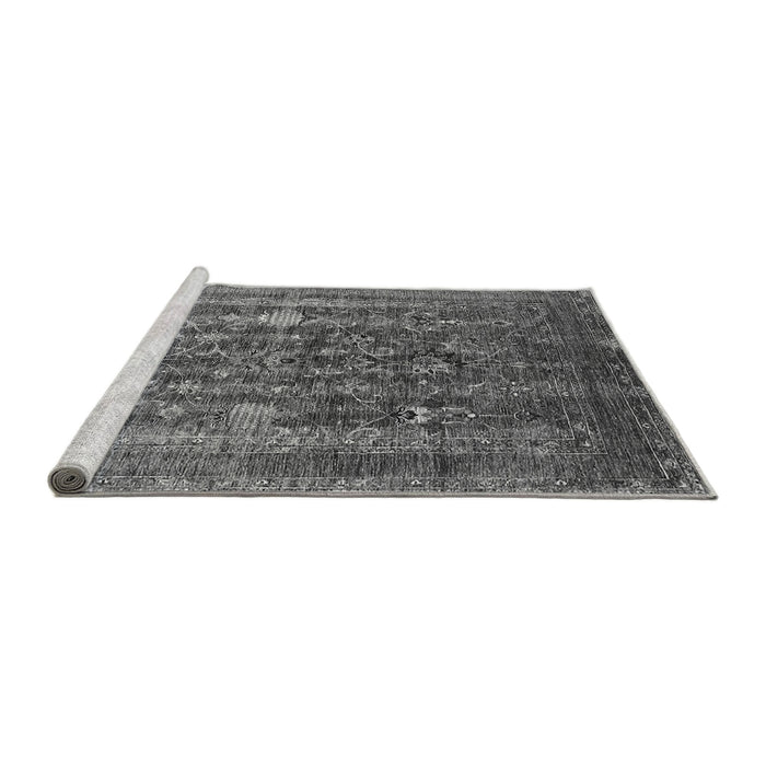 Sideview of Machine Washable Oriental Gray Industrial Rug, wshurb1977gry