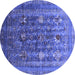 Round Oriental Blue Industrial Rug, urb1977blu