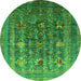 Round Oriental Green Industrial Rug, urb1977grn