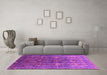 Machine Washable Oriental Pink Industrial Rug in a Living Room, wshurb1977pnk