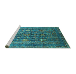 Sideview of Machine Washable Oriental Turquoise Industrial Area Rugs, wshurb1977turq