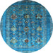 Round Oriental Light Blue Industrial Rug, urb1977lblu