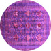 Round Machine Washable Oriental Pink Industrial Rug, wshurb1977pnk