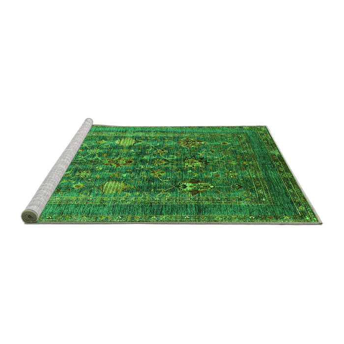 Sideview of Machine Washable Oriental Green Industrial Area Rugs, wshurb1977grn