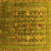 Square Machine Washable Oriental Yellow Industrial Rug, wshurb1977yw