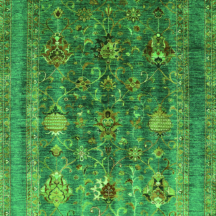 Machine Washable Oriental Green Industrial Area Rugs, wshurb1977grn