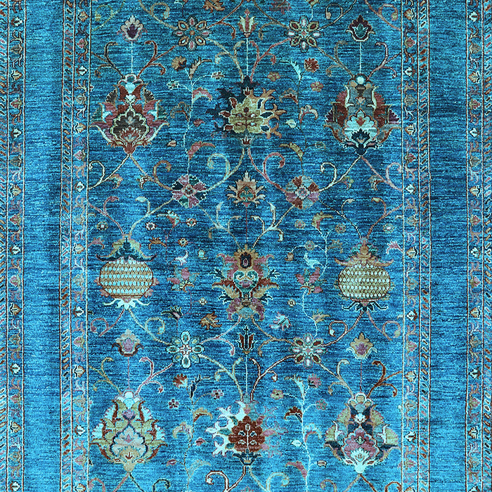 Machine Washable Oriental Light Blue Industrial Rug, wshurb1977lblu