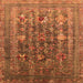 Square Machine Washable Oriental Orange Industrial Area Rugs, wshurb1977org