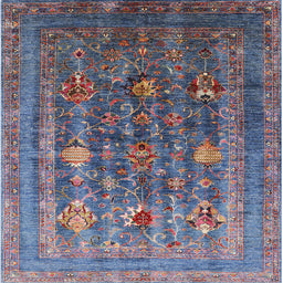 Square Mid-Century Modern Plum Purple Oriental Rug, urb1977