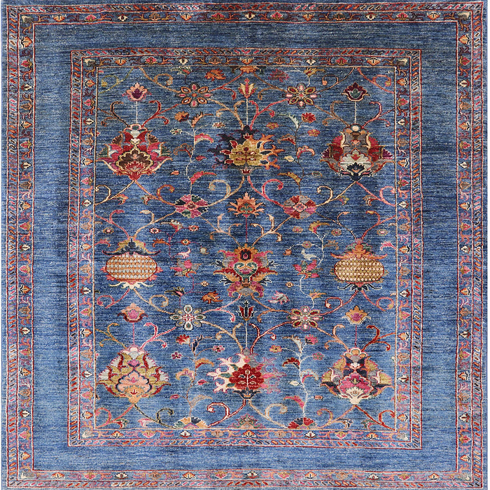 Square Mid-Century Modern Plum Purple Oriental Rug, urb1977