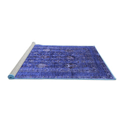 Sideview of Machine Washable Oriental Blue Industrial Rug, wshurb1977blu