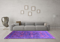 Machine Washable Oriental Purple Industrial Area Rugs in a Living Room, wshurb1977pur