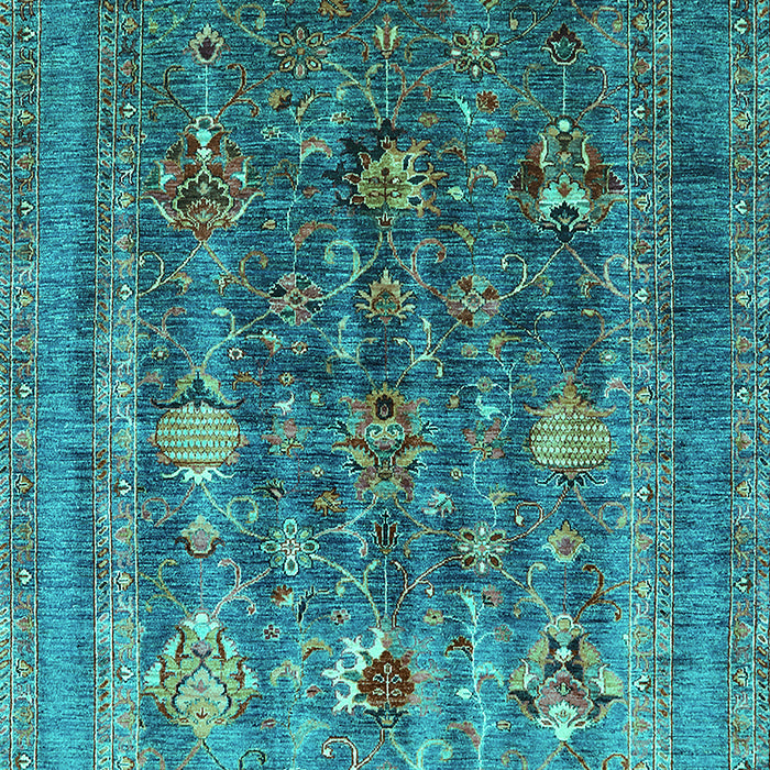 Machine Washable Oriental Turquoise Industrial Area Rugs, wshurb1977turq