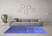 Machine Washable Oriental Blue Industrial Rug in a Living Room, wshurb1978blu