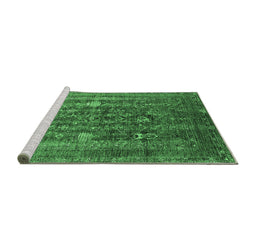 Sideview of Machine Washable Oriental Emerald Green Industrial Area Rugs, wshurb1978emgrn