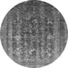 Round Oriental Gray Industrial Rug, urb1978gry