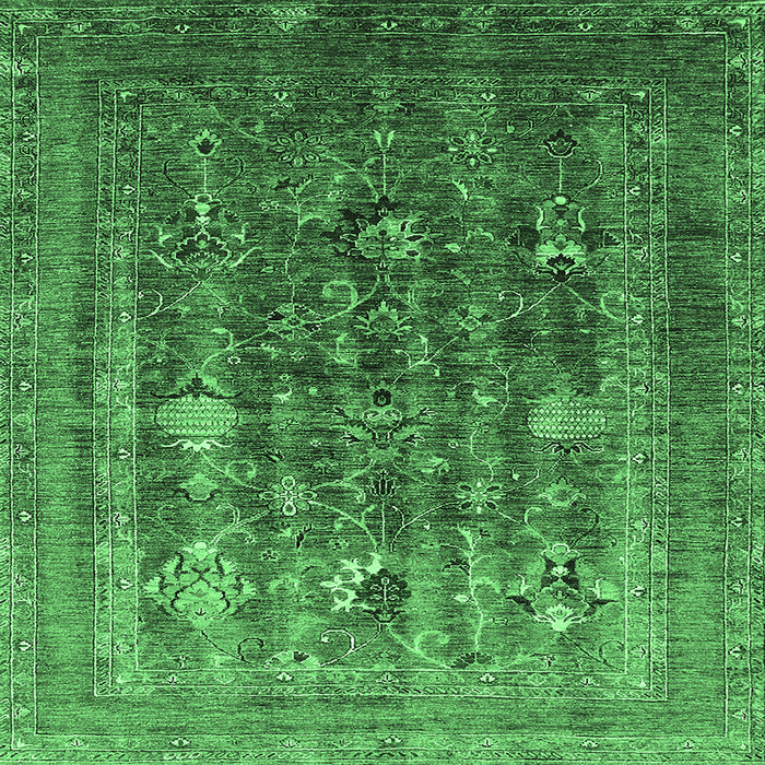 Square Oriental Emerald Green Industrial Rug, urb1978emgrn