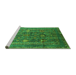 Sideview of Machine Washable Oriental Green Industrial Area Rugs, wshurb1978grn