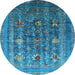 Round Oriental Light Blue Industrial Rug, urb1978lblu