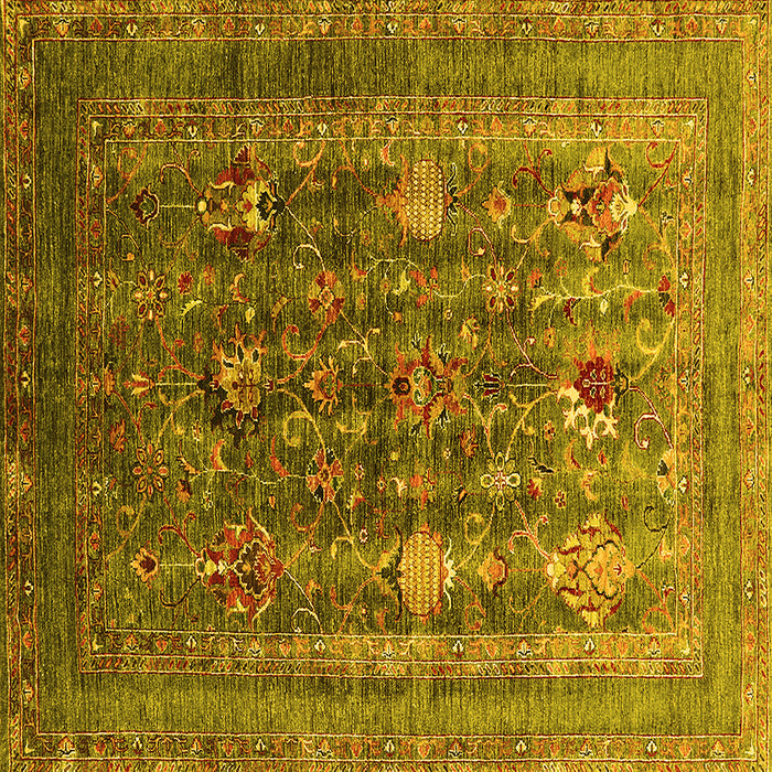 Square Machine Washable Oriental Yellow Industrial Rug, wshurb1978yw