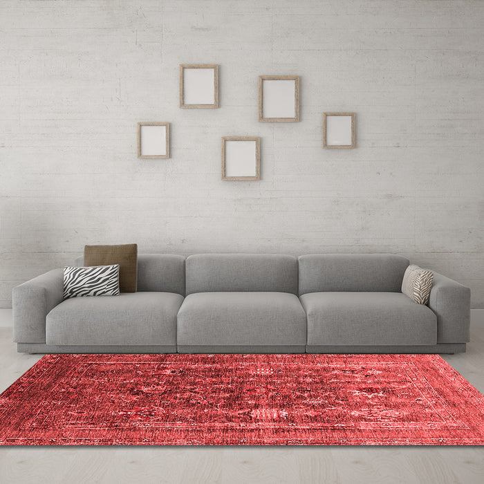 Industrial Red Washable Rugs