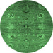 Round Oriental Emerald Green Industrial Rug, urb1979emgrn