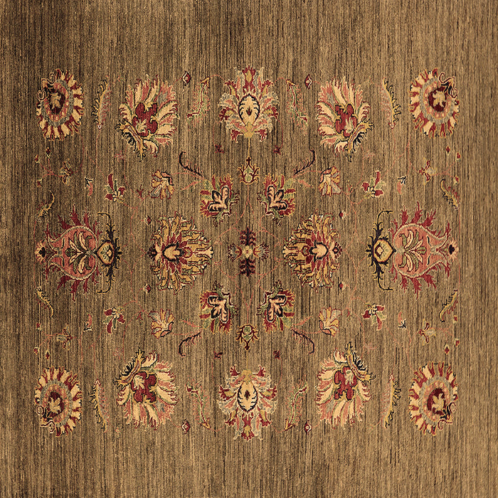 Square Oriental Brown Industrial Rug, urb1979brn