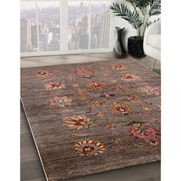 Mid-Century Modern Dark Almond Brown Oriental Rug, urb1979