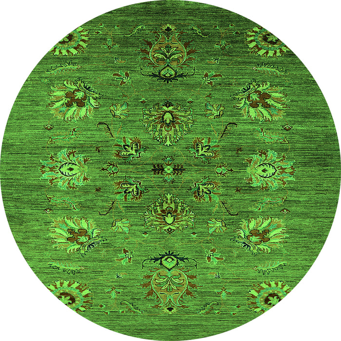 Round Oriental Green Industrial Rug, urb1979grn