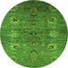 Round Oriental Green Industrial Rug, urb1979grn