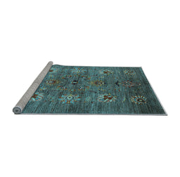 Sideview of Machine Washable Oriental Light Blue Industrial Rug, wshurb1979lblu