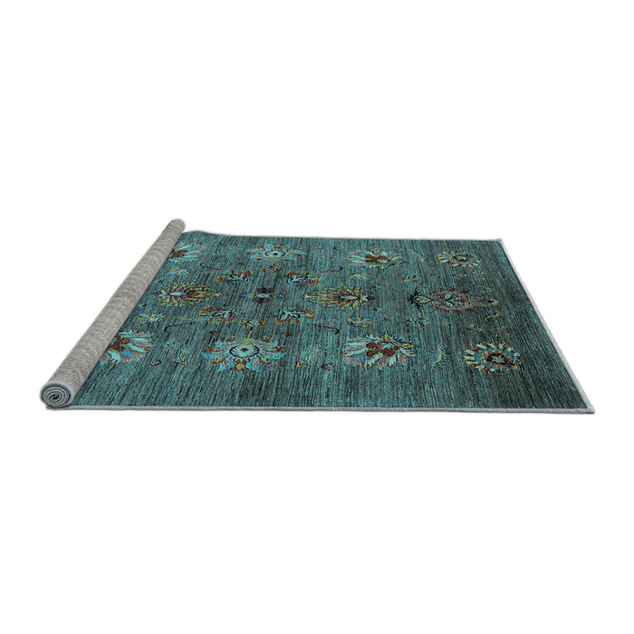 Sideview of Machine Washable Oriental Light Blue Industrial Rug, wshurb1979lblu