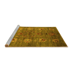 Sideview of Machine Washable Oriental Yellow Industrial Rug, wshurb1979yw