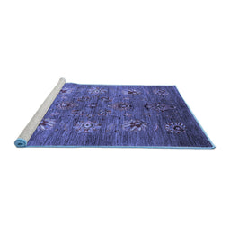 Sideview of Machine Washable Oriental Blue Industrial Rug, wshurb1979blu
