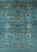 Machine Washable Oriental Light Blue Industrial Rug, wshurb1979lblu