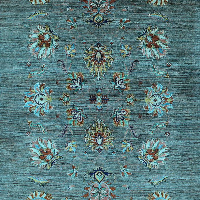 Machine Washable Oriental Light Blue Industrial Rug, wshurb1979lblu