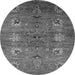 Round Machine Washable Oriental Gray Industrial Rug, wshurb1979gry