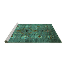 Sideview of Machine Washable Oriental Turquoise Industrial Area Rugs, wshurb1979turq
