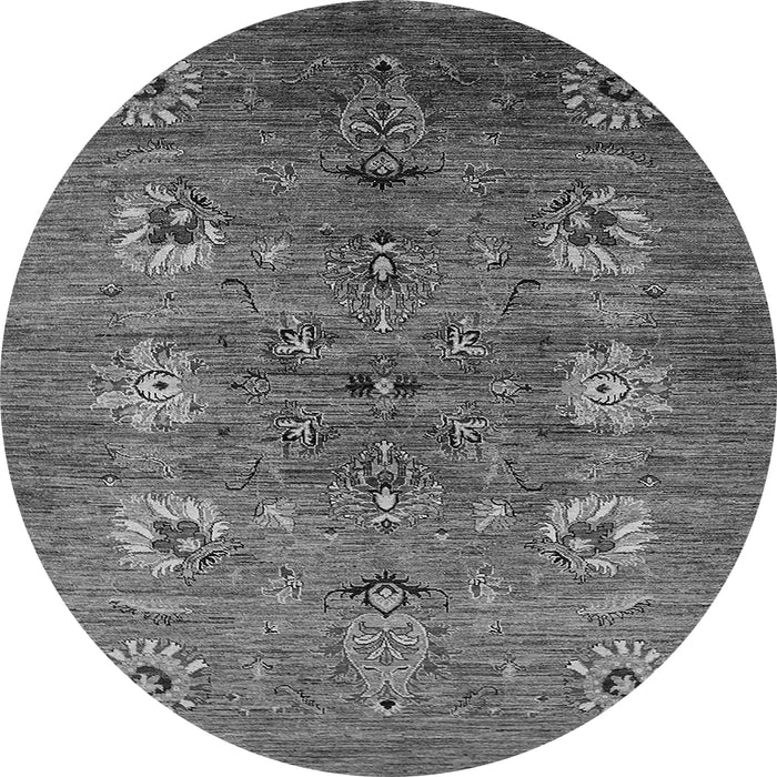 Round Oriental Gray Industrial Rug, urb1979gry