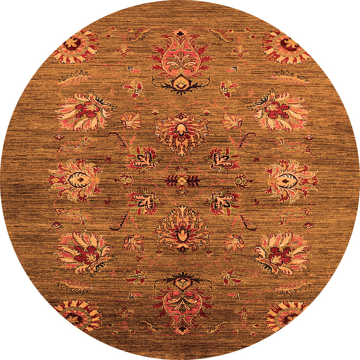 Round Oriental Orange Industrial Rug, urb1979org