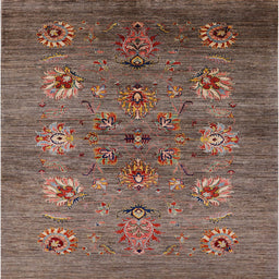 Square Machine Washable Industrial Modern Dark Almond Brown Rug, wshurb1979