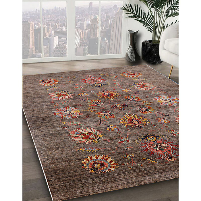 Machine Washable Industrial Modern Dark Almond Brown Rug in a Family Room, wshurb1979