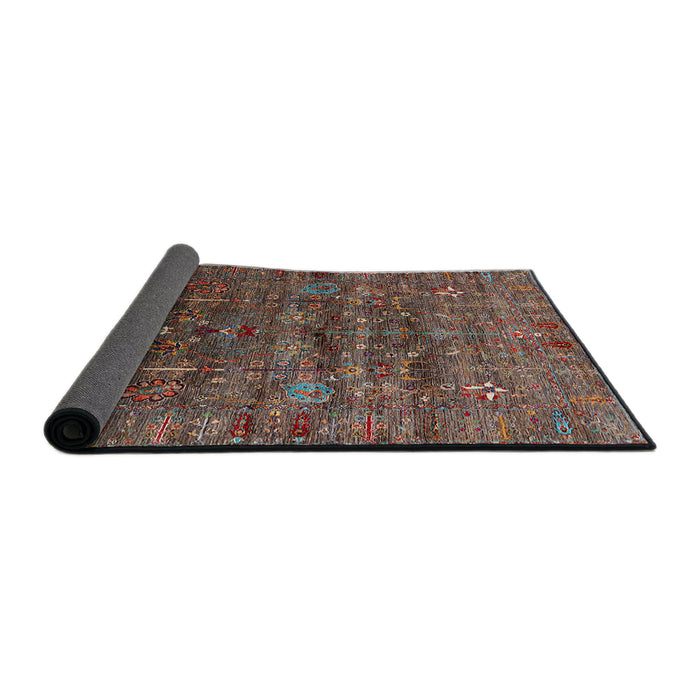 Sideview of Mid-Century Modern Dark Almond Brown Oriental Rug, urb1980