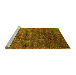 Sideview of Machine Washable Oriental Yellow Industrial Rug, wshurb1980yw